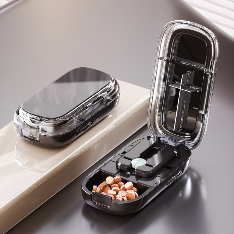 Designed for All Ages & Needs💊 All-in-One Medication Assistant(1/2&1/4) – Safe, Precise, and Travel-Ready ✨
