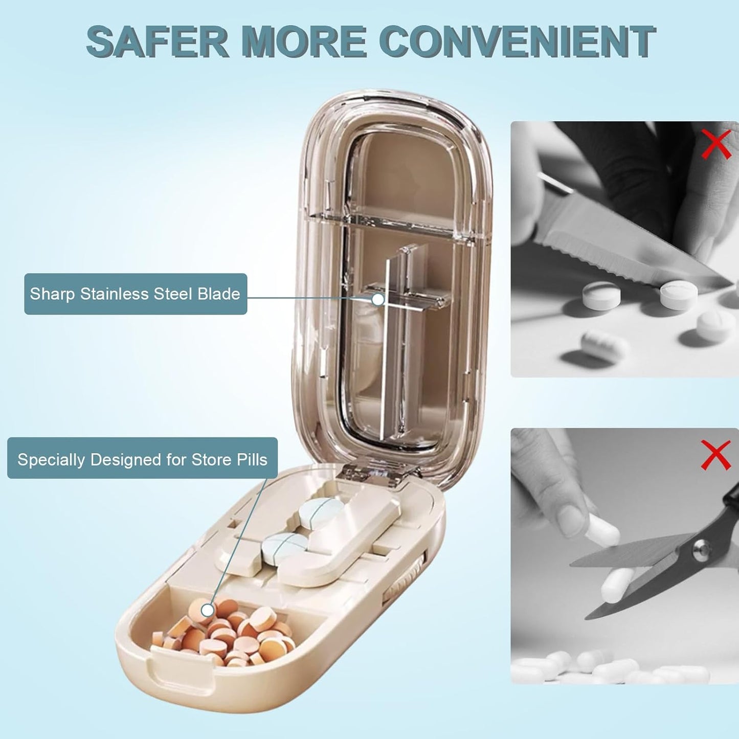 Designed for All Ages & Needs💊 All-in-One Medication Assistant(1/2&1/4) – Safe, Precise, and Travel-Ready ✨